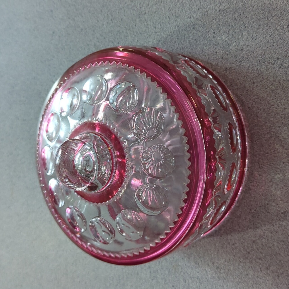Tiffin Kings Crown Cranberry Flashed Candy Box Jar